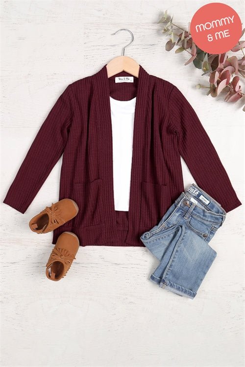 Kids: ALL SIZES- Waffle Knit Cardigan- MULTIPLE COLORS