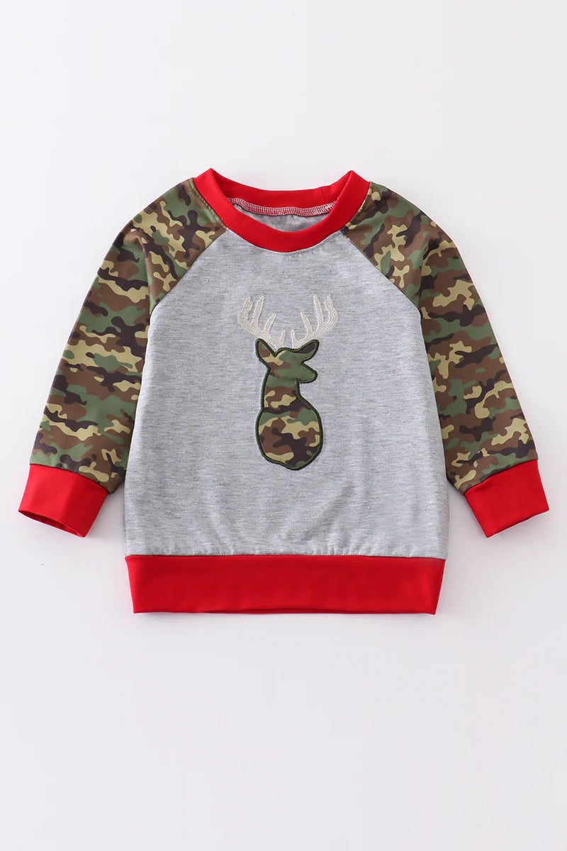 Camo & Red Deer Top