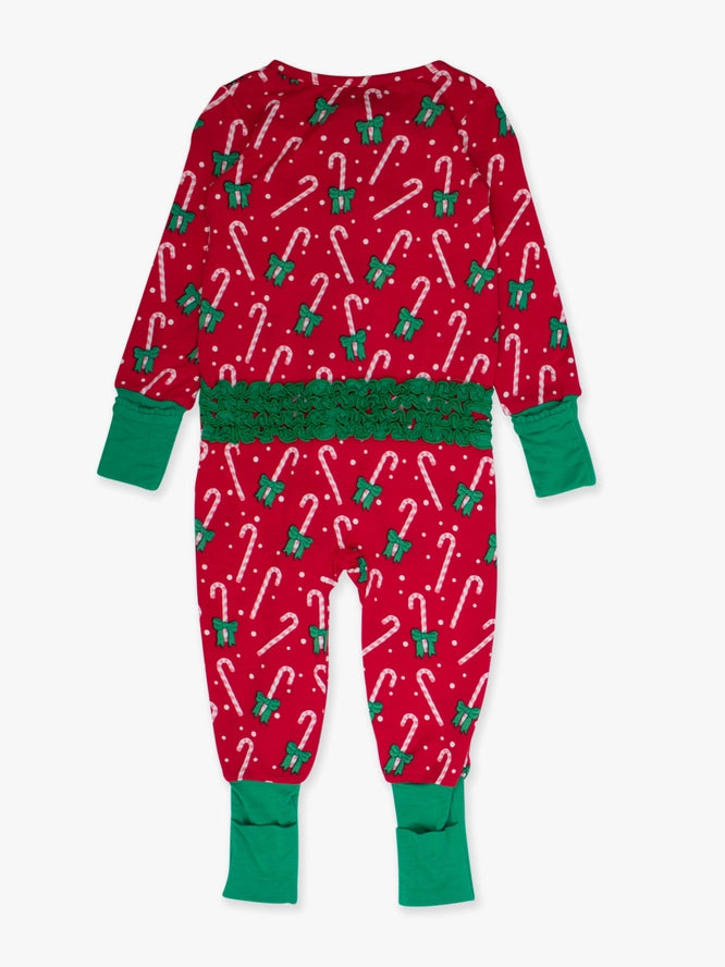 RuffleButts + RuggedButts: Candy Cane Cutie Ruffle Bamboo Zippy Romper