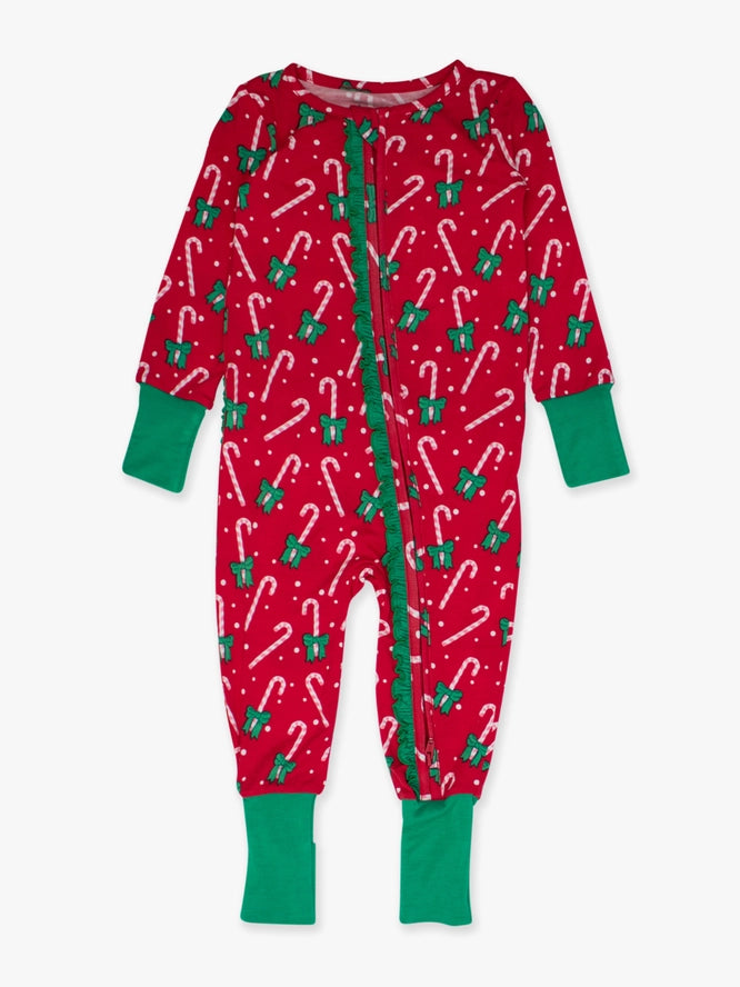RuffleButts + RuggedButts: Candy Cane Cutie Ruffle Bamboo Zippy Romper