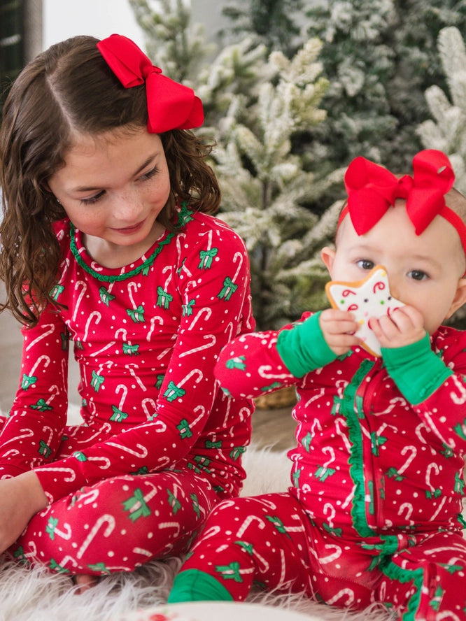 RuffleButts + RuggedButts: Candy Cane Cutie Ruffle Bamboo Zippy Romper