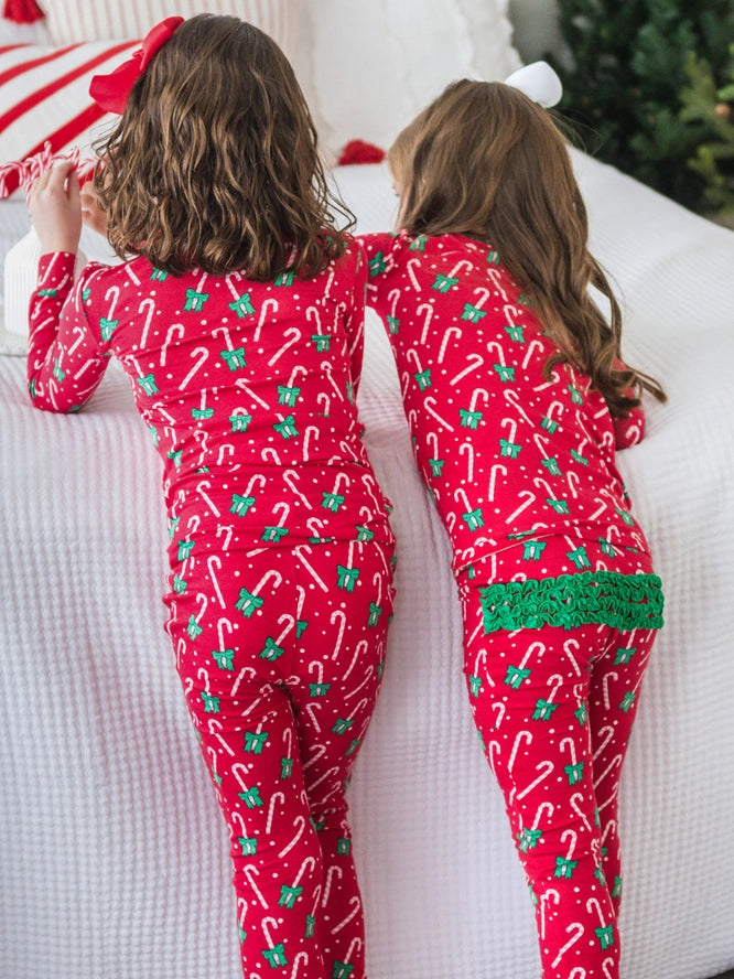 RuffleButts+RuggedButts: Candy Cane Cutie Bamboo Two Piece Set