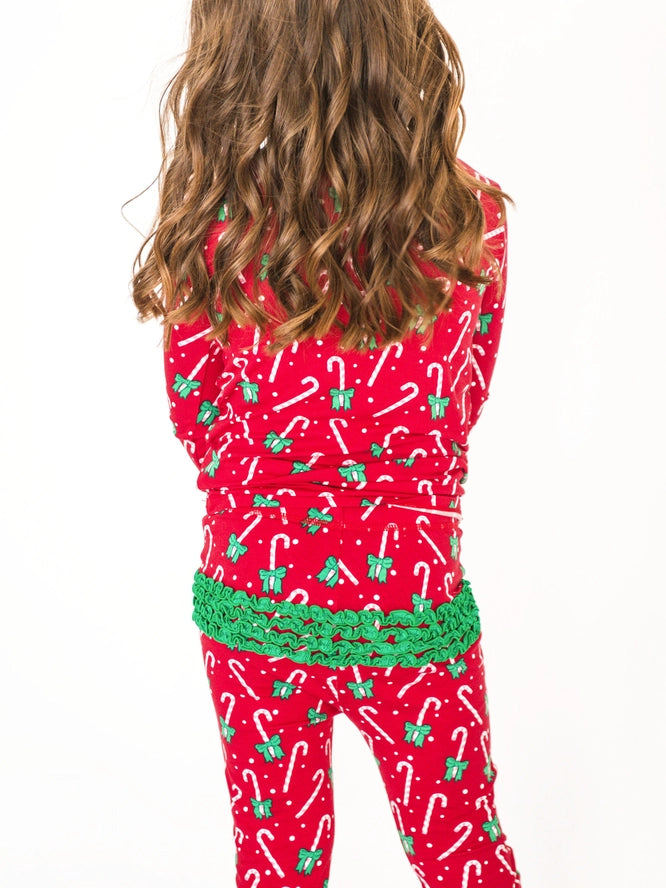 RuffleButts+RuggedButts: Candy Cane Cutie Bamboo Two Piece Set