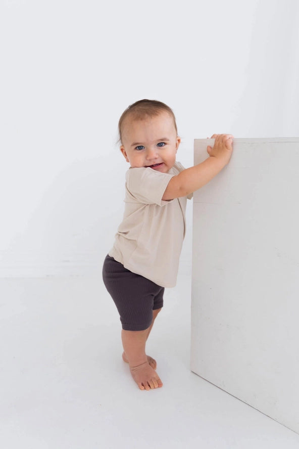 Leo's Krew: Ribbed Biker Shorts- Charcoal Grey