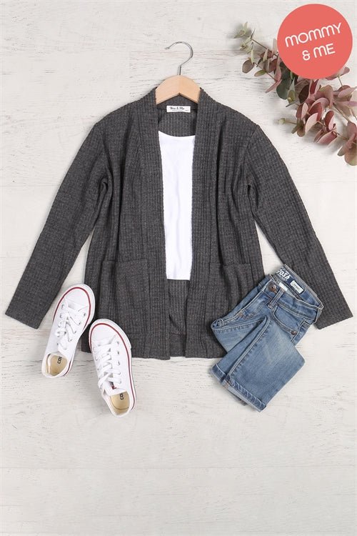 Kids: ALL SIZES- Waffle Knit Cardigan- MULTIPLE COLORS