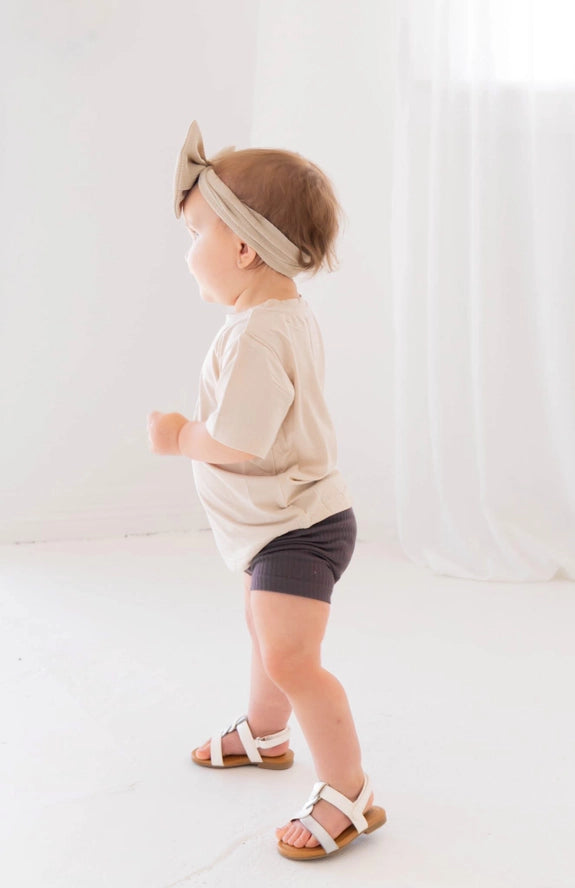 Leo's Krew: Ribbed Biker Shorts- Charcoal Grey
