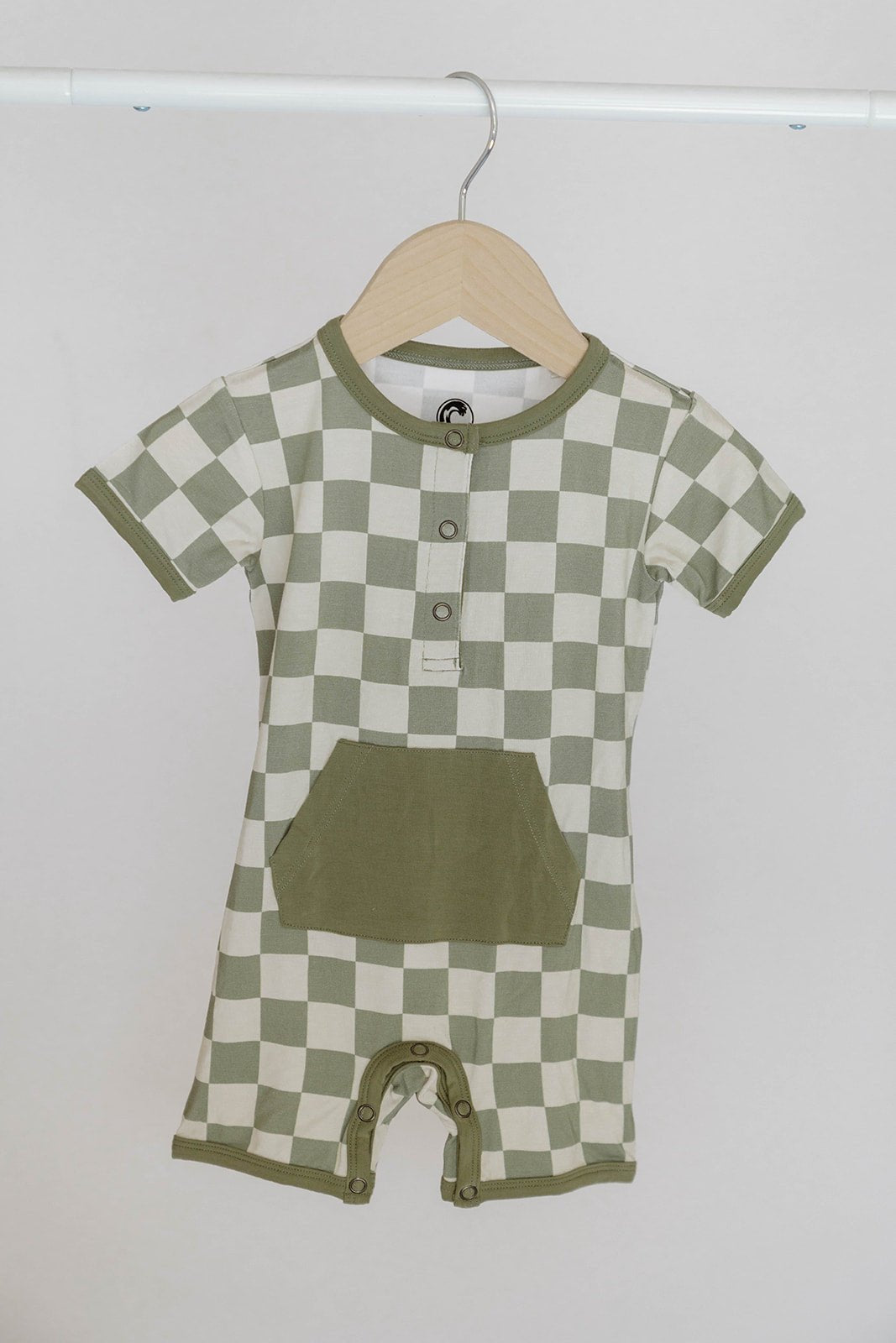 Checkered Shorty Romper - Sage
