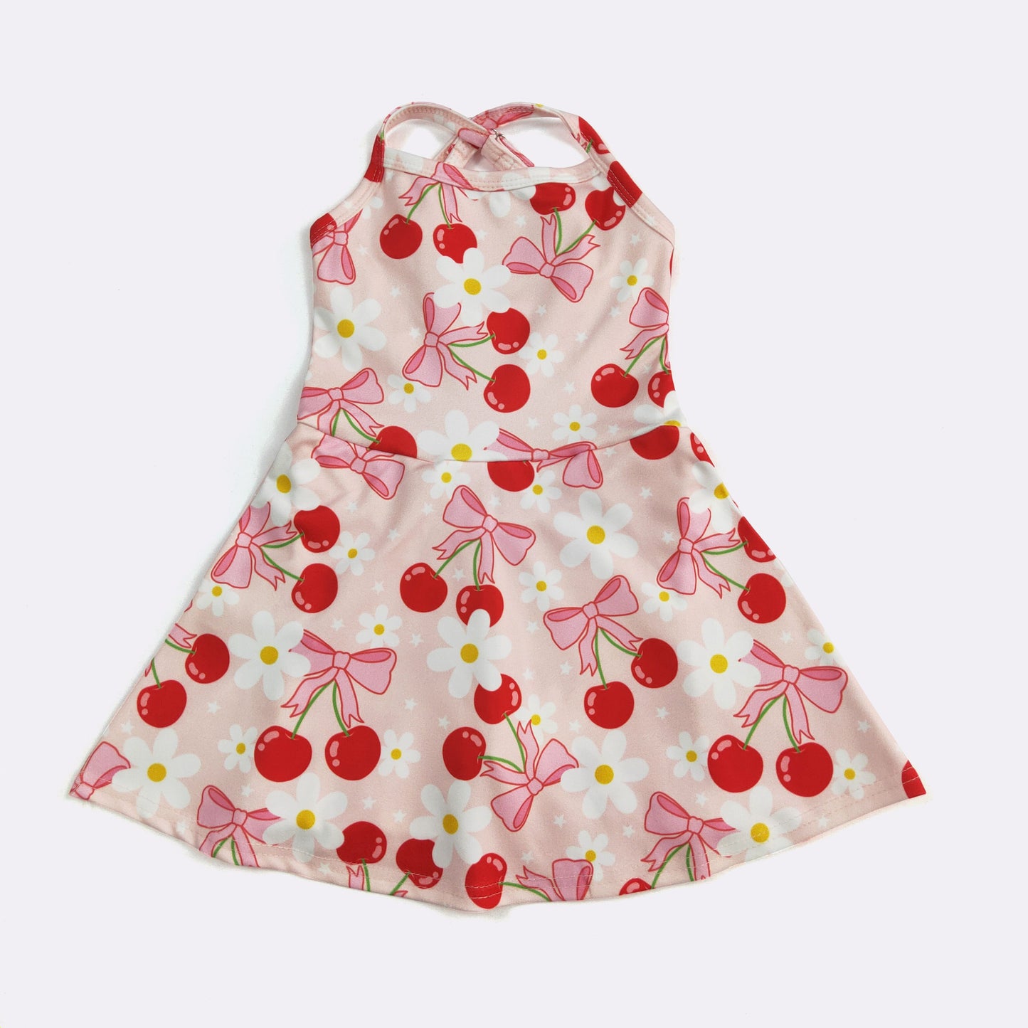 Cherry Floral Athletic Girls Dress