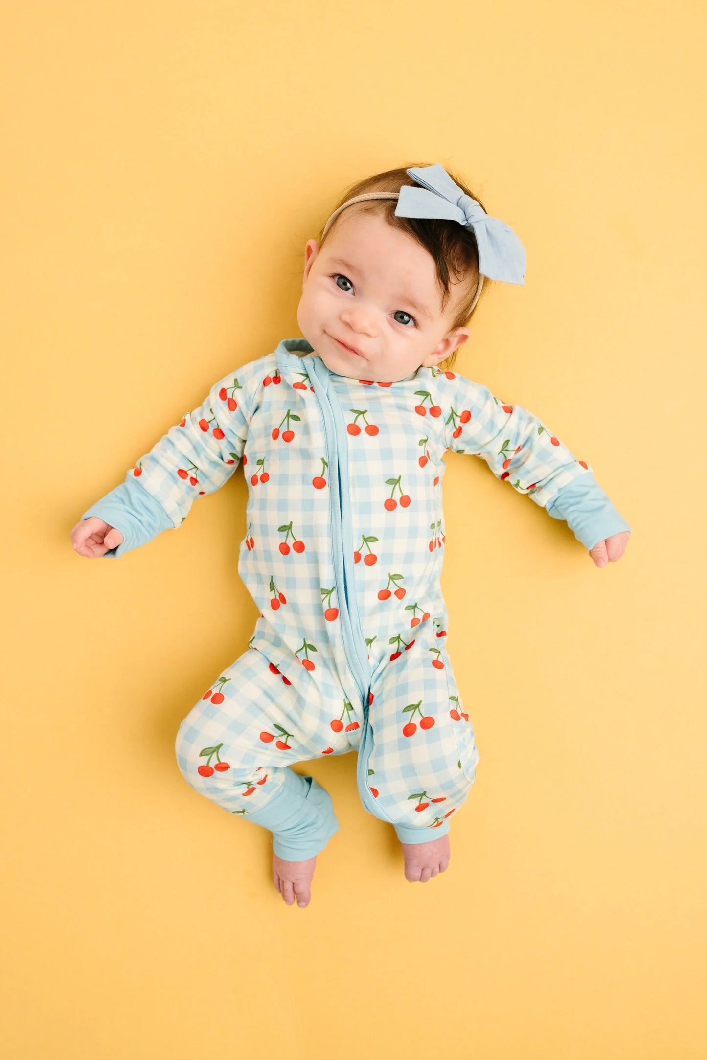 Little One Shop: Cherry Picnic Bamboo Zippy Romper