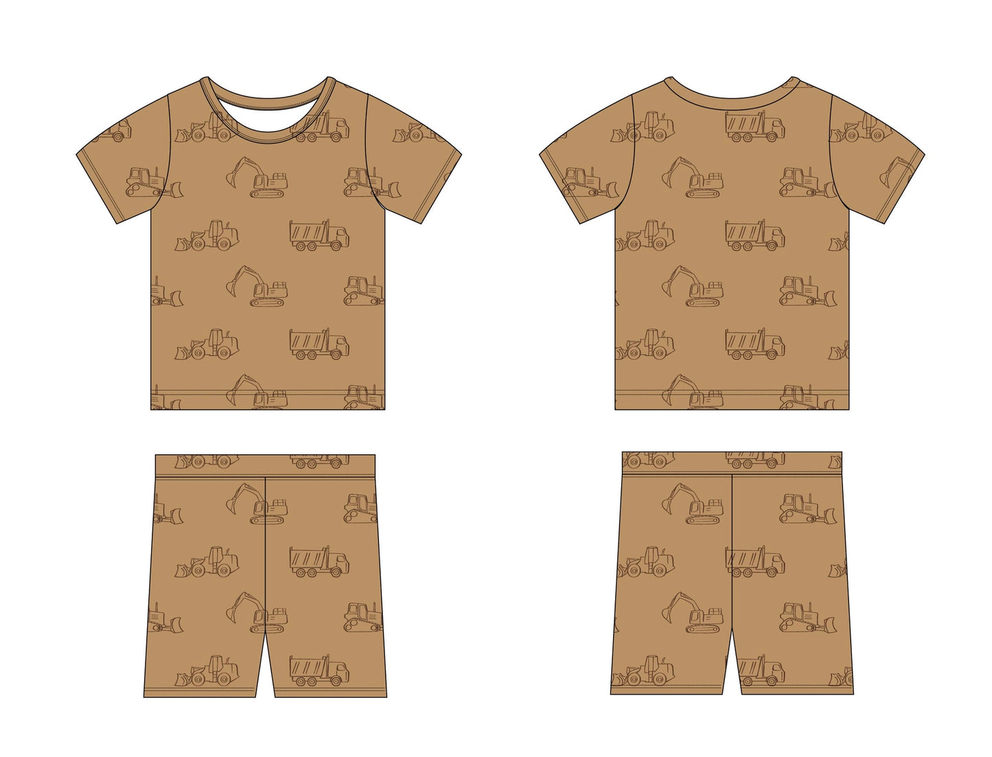 Blush Lotus: Construction Ribbed Bamboo Two Piece Short Set