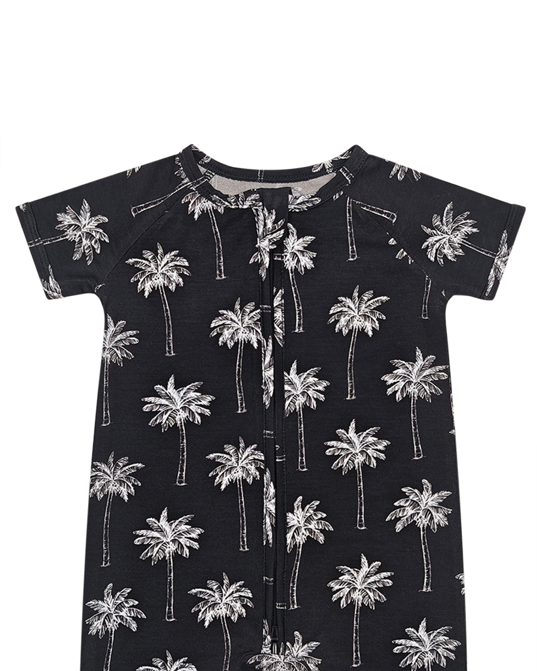 Bamboo Shorty Romper | Palm Style Black