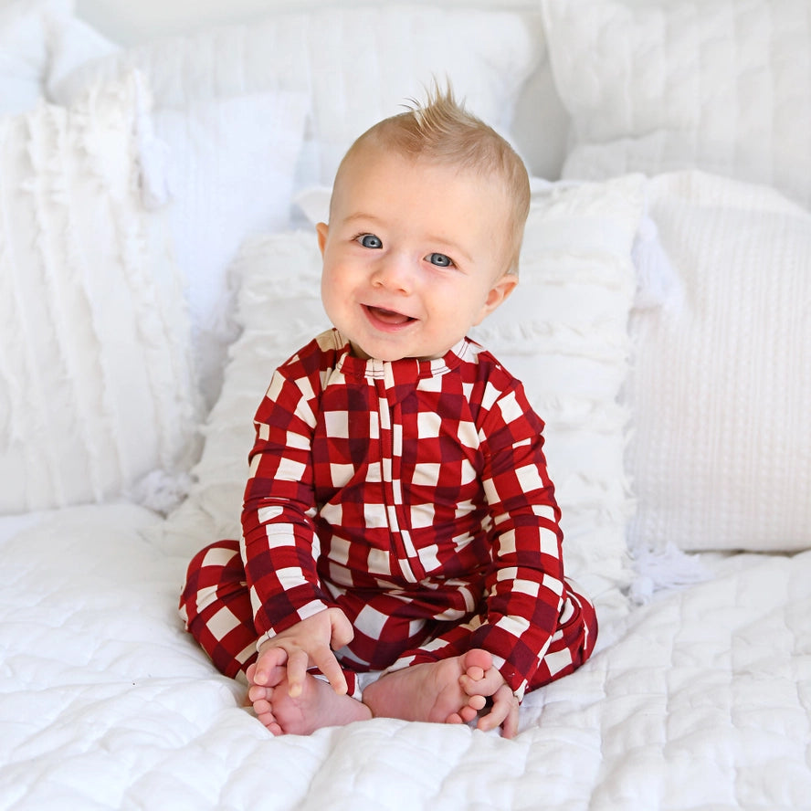 Gigi and Max: Emery Plaid Bamboo Zippy Romper