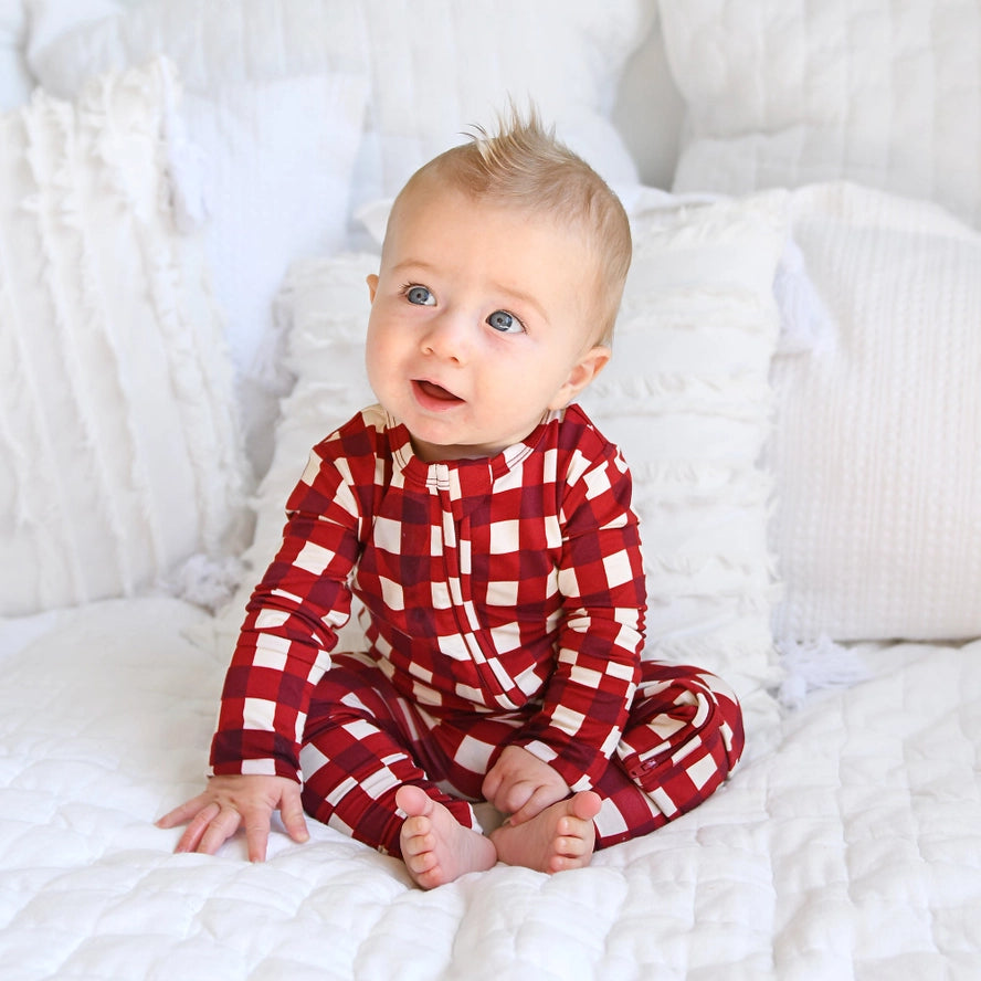 Gigi and Max: Emery Plaid Bamboo Zippy Romper