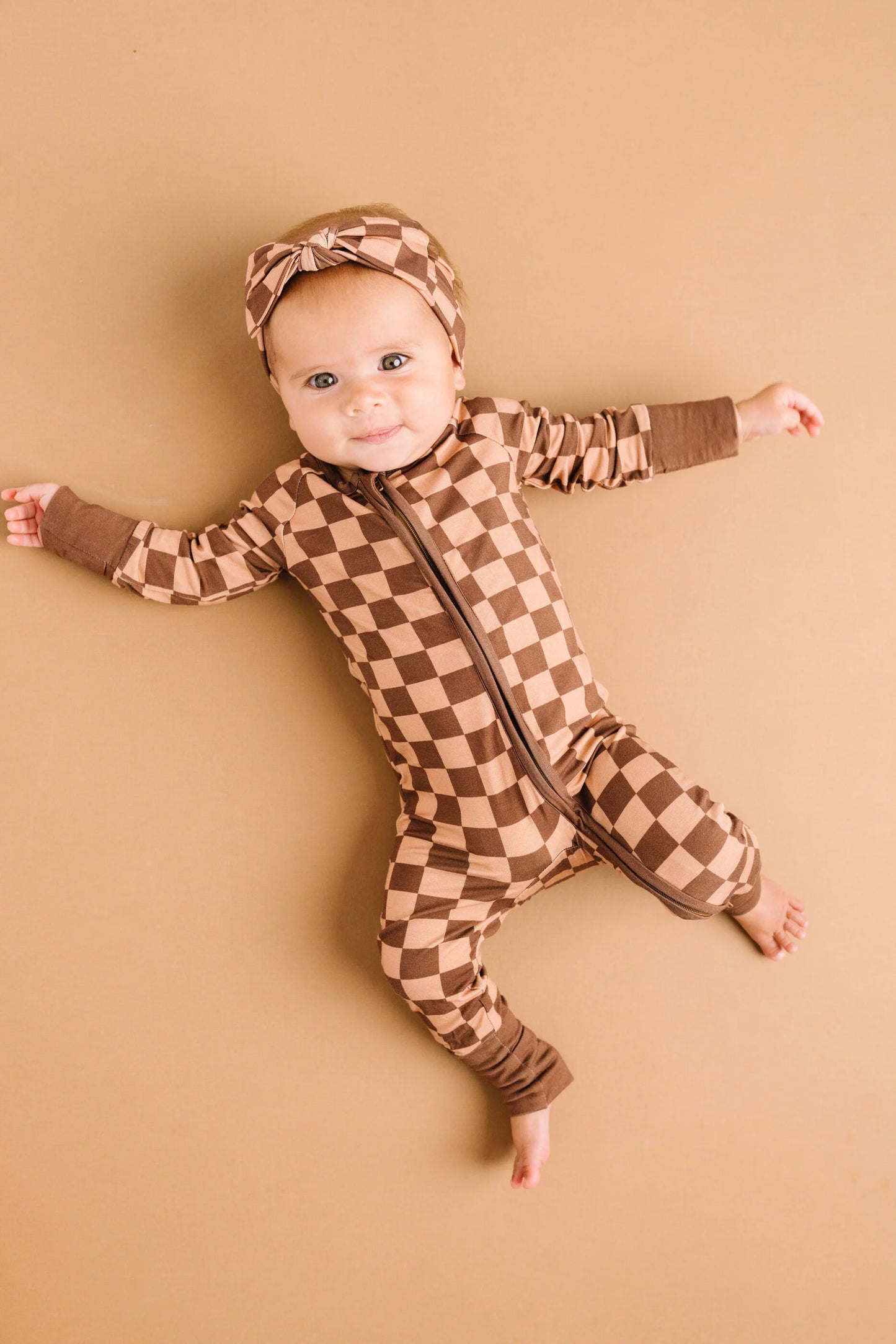 Little One Shop: Espresso Checkered Bamboo Zippy Romper