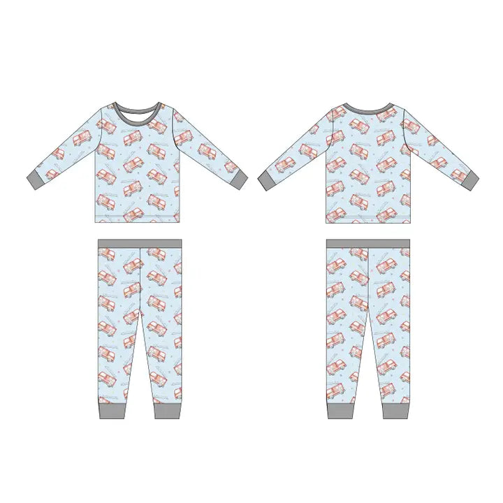 Blush Lotus: Firetruck Bamboo Two Piece Set