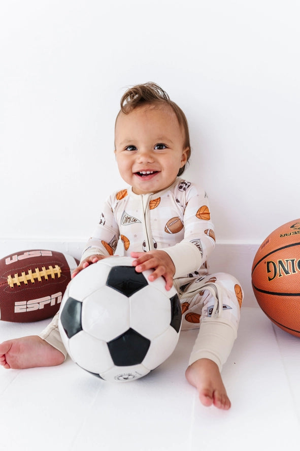 Kiki + Lulu: Game Day Gingham Bamboo Zippy Romper