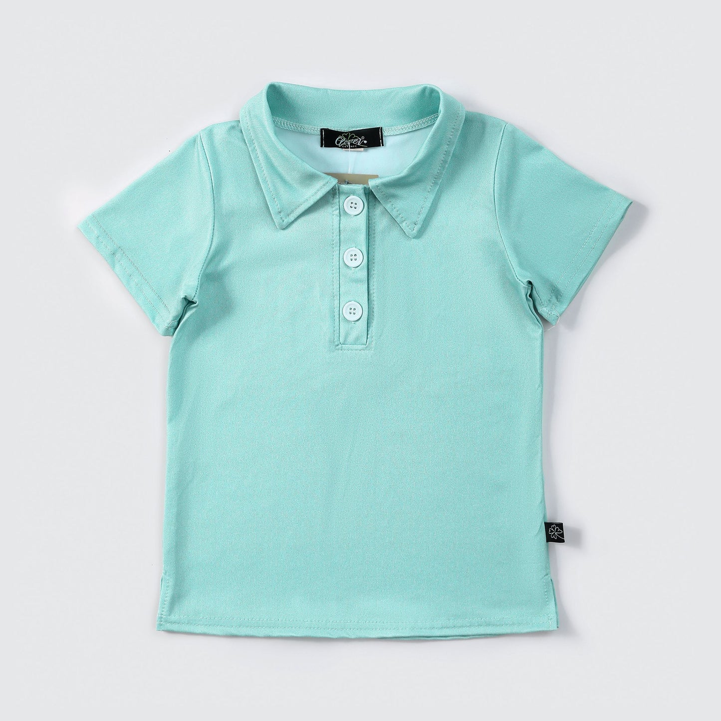 Green Geo Boy Collar Shirt