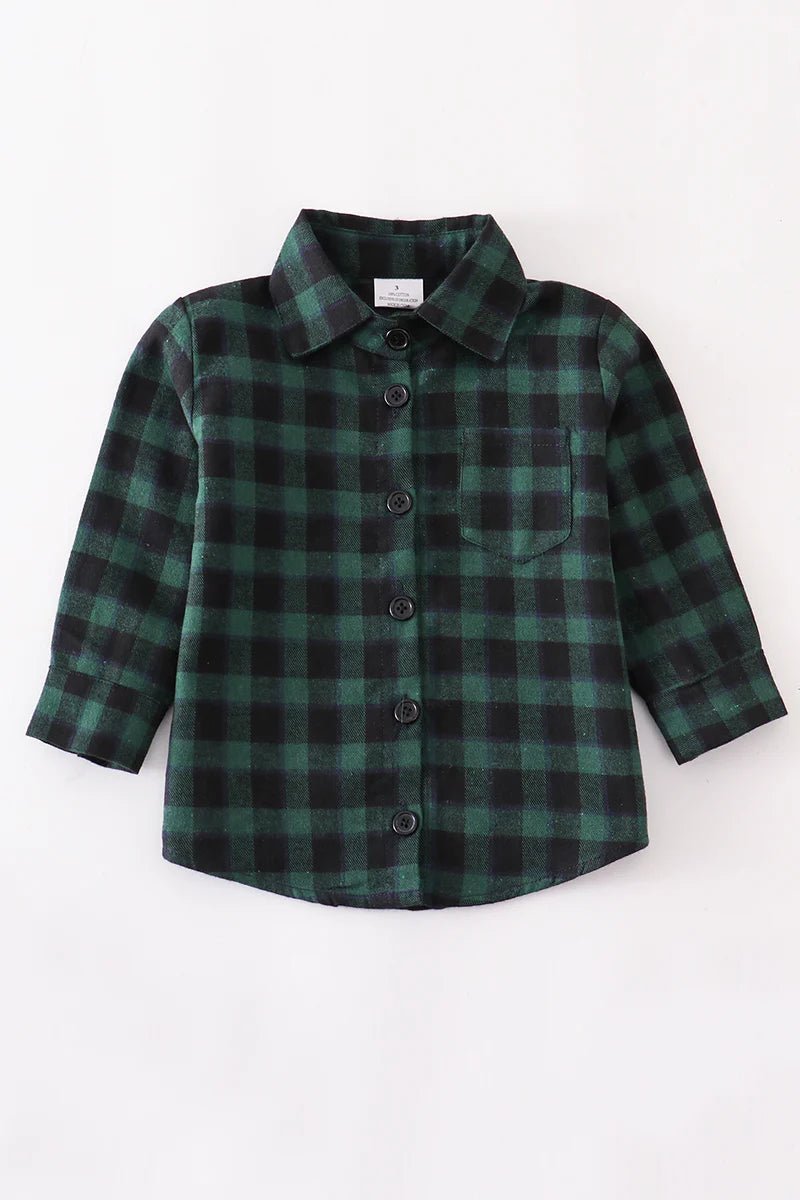 Boys Green plaid shirt