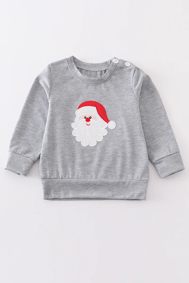 Gray Christmas Santa Crewneck