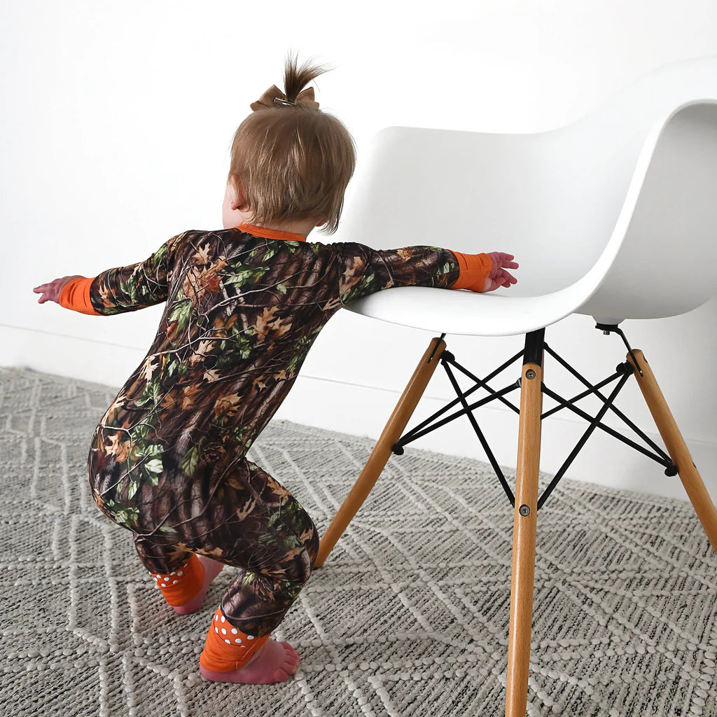 Gigi & Max: Hunter Camo Bamboo Zippy Romper.