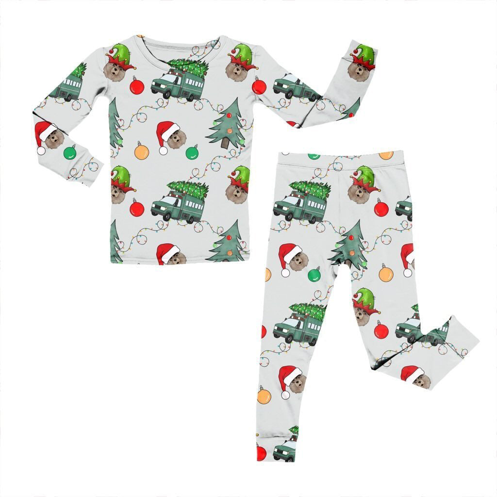 Bamboo Two Piece Pajama Set, Christmas Wildland Firefighter