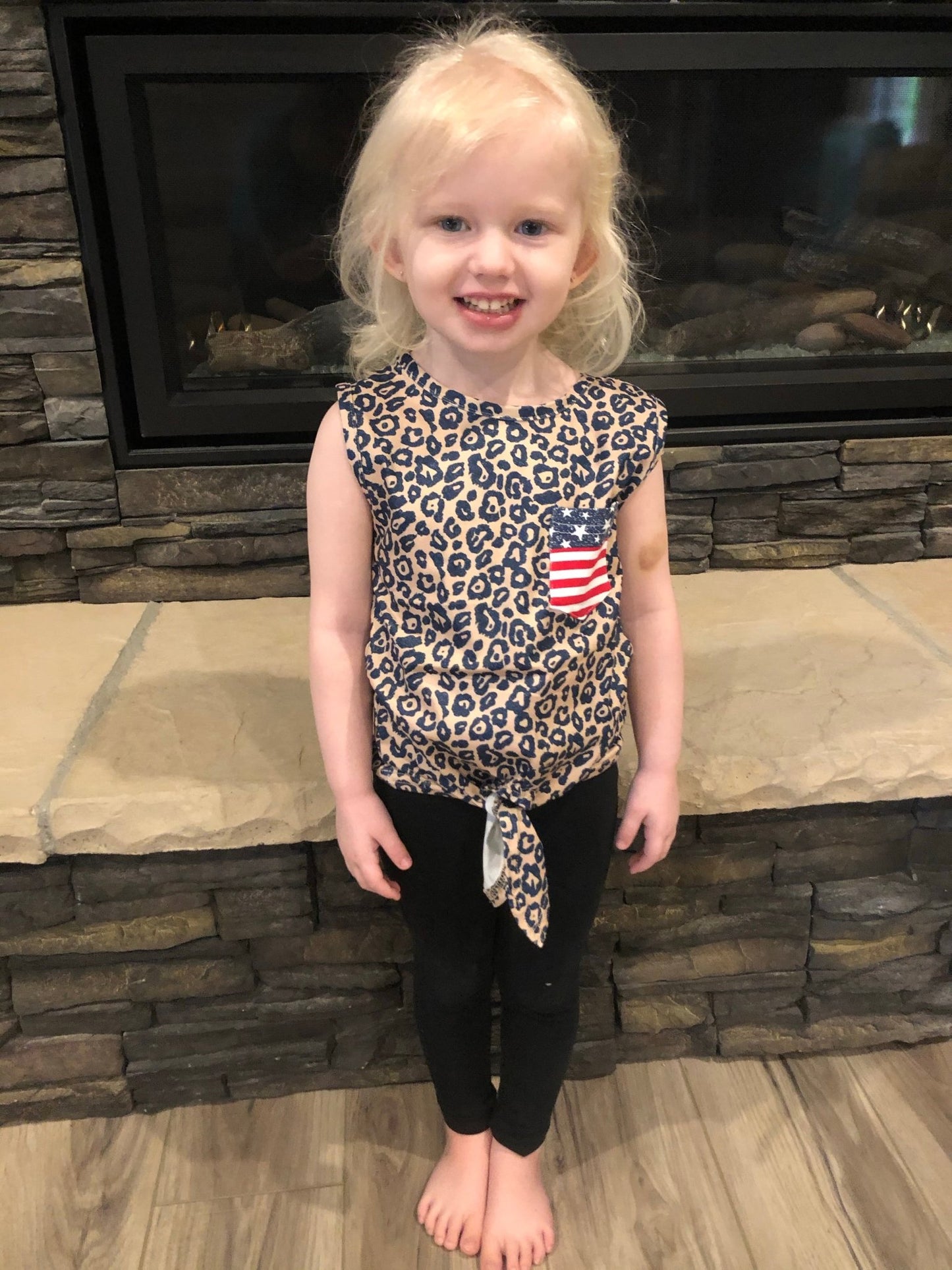 Leopard print flag pocket tank