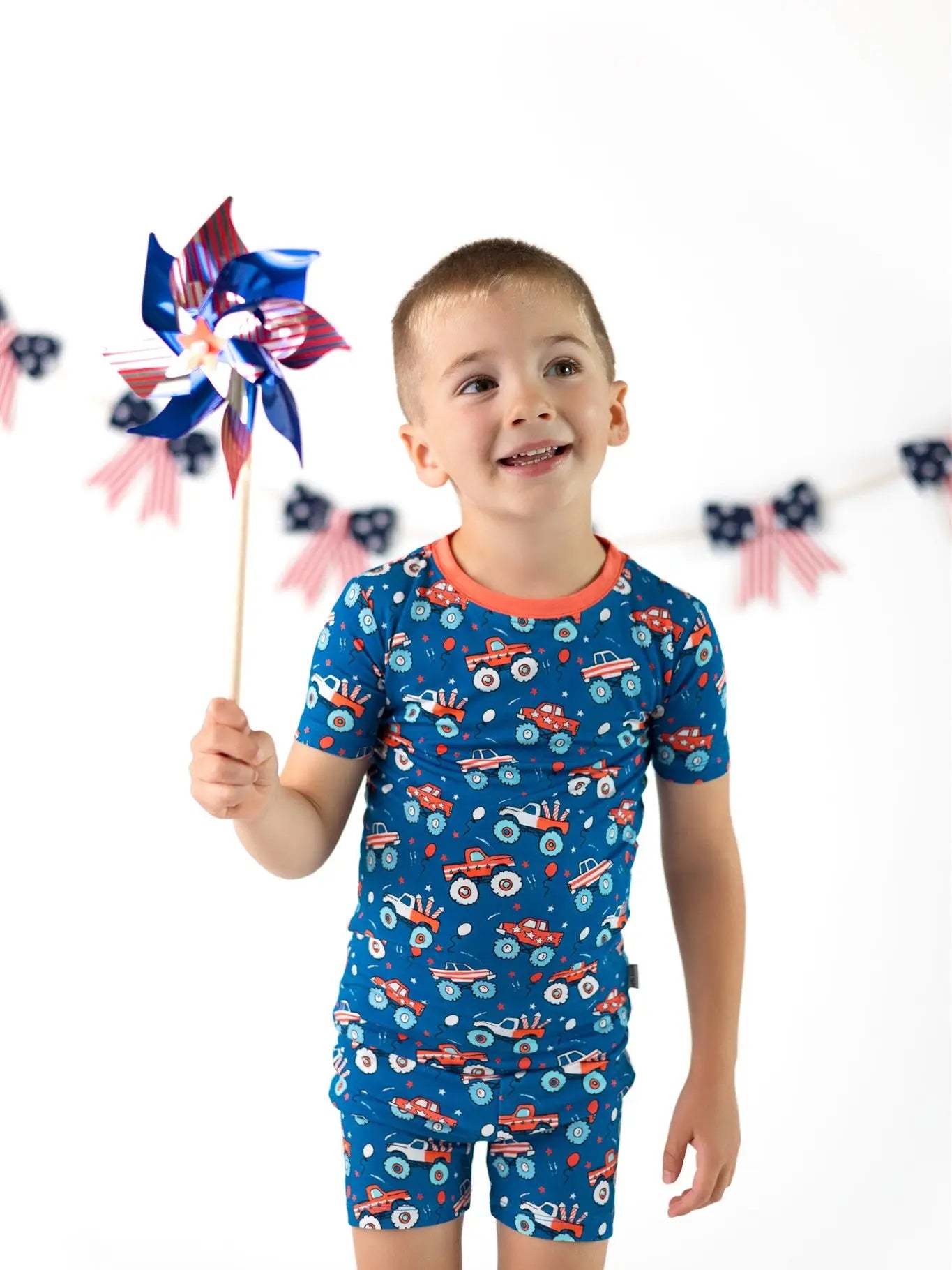 Boosh Baby: Patriotic Monster Truck Bamboo Two Piece Short Set