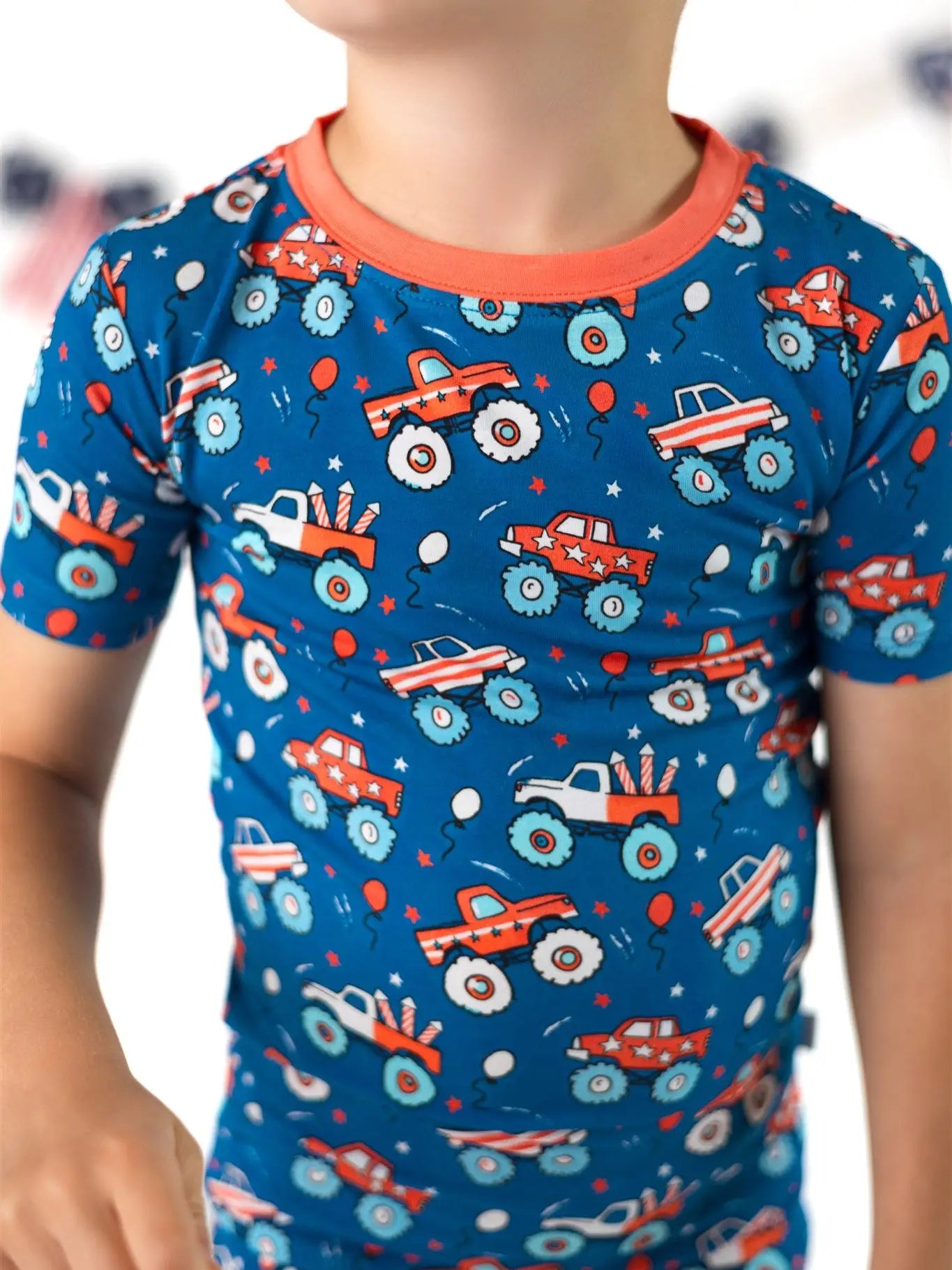 Boosh Baby: Patriotic Monster Truck Bamboo Two Piece Short Set