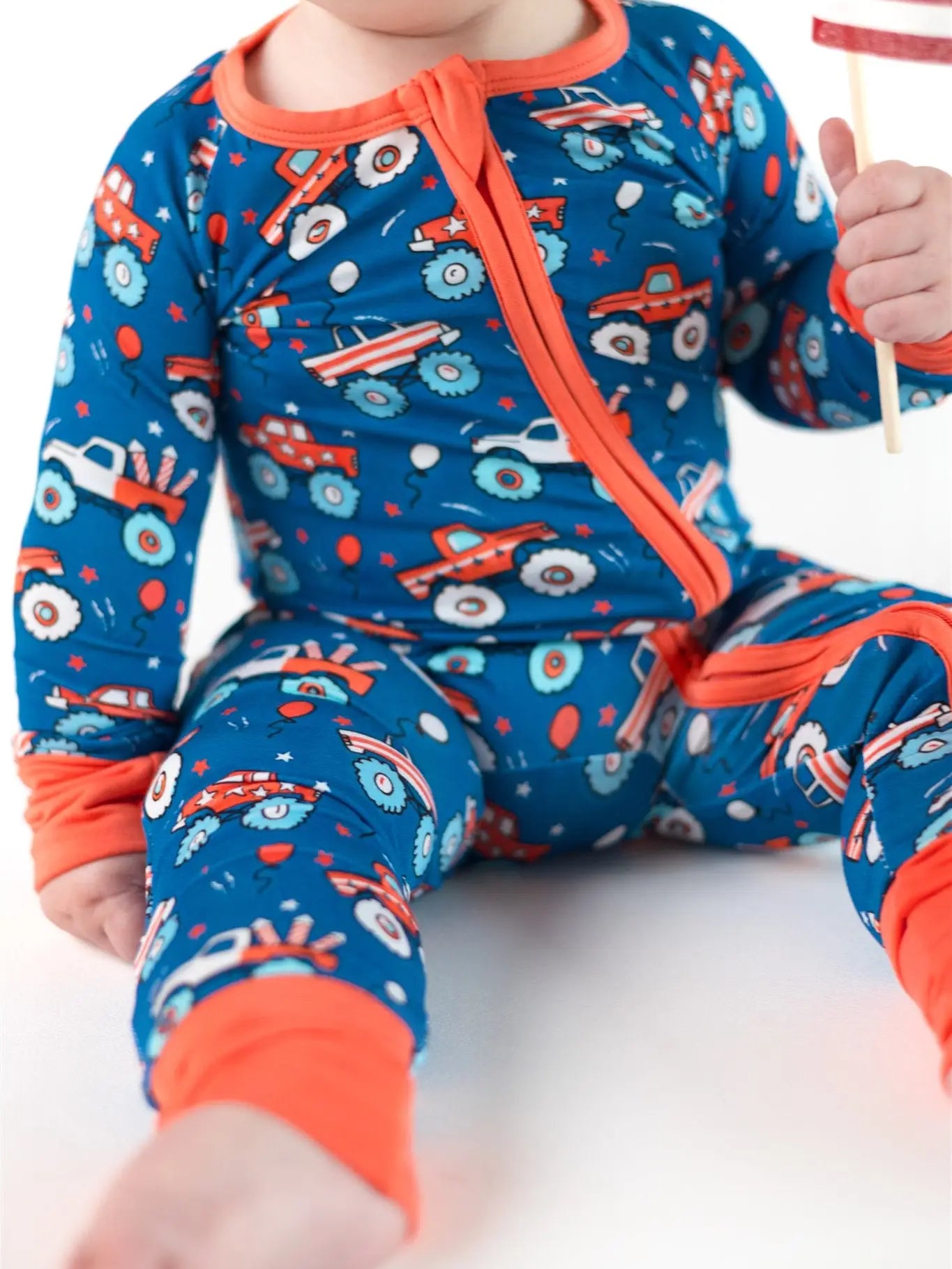 Boosh Baby: Patriotic Monster Truck Bamboo Zippy Romper