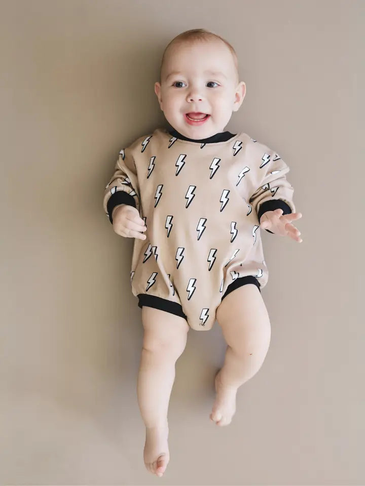Lucky Panda Kids: Lightning Bolts Bubble Romper