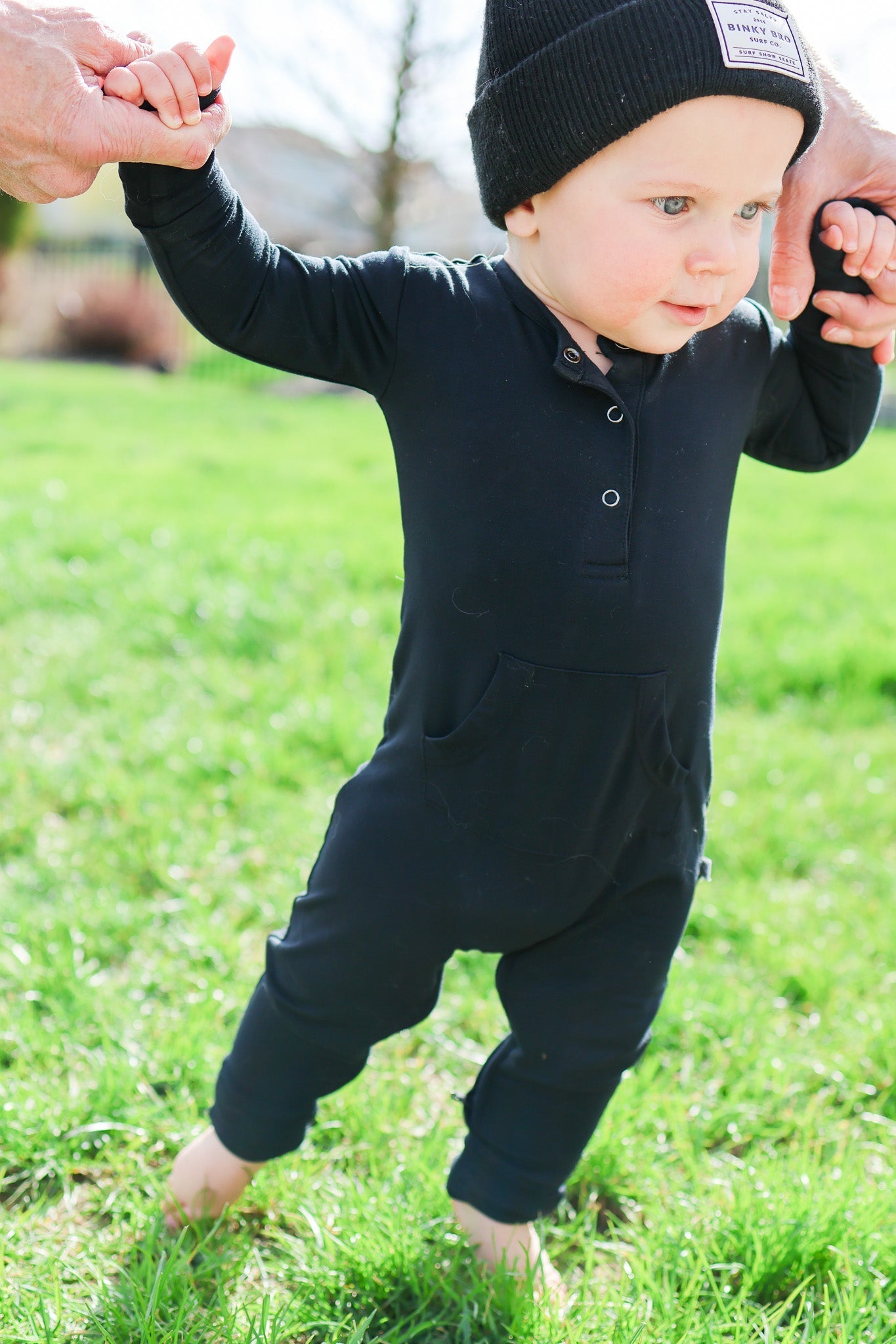 Long Sleeve Romper - Jett Black