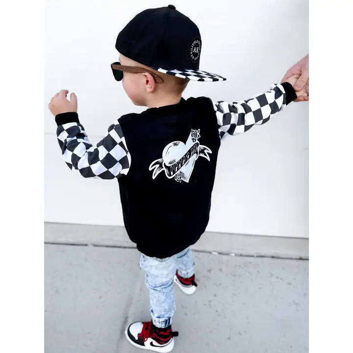 Black & White Checkered Mamas Boy Crewneck