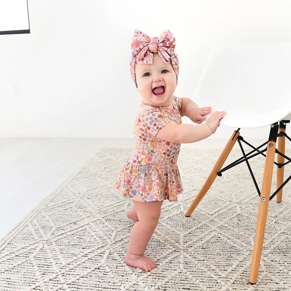 Gigi & Max: Meadow Floral Bunny Bamboo Twirl Bodysuit