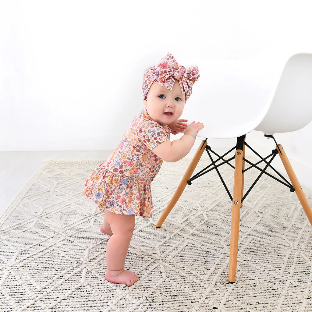 Gigi & Max: Meadow Floral Bunny Bamboo Twirl Bodysuit