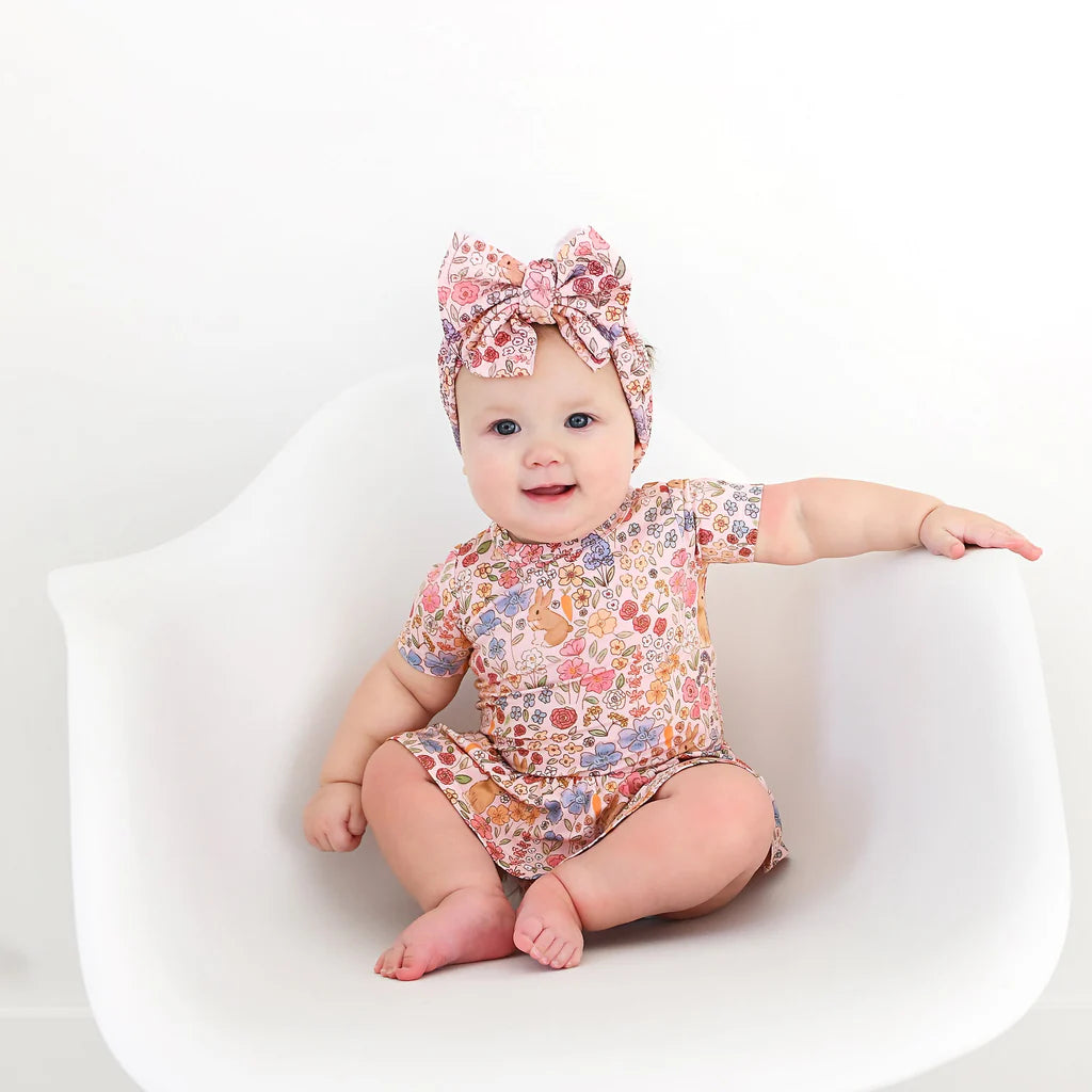 Gigi & Max: Meadow Floral Bunny Bamboo Twirl Bodysuit