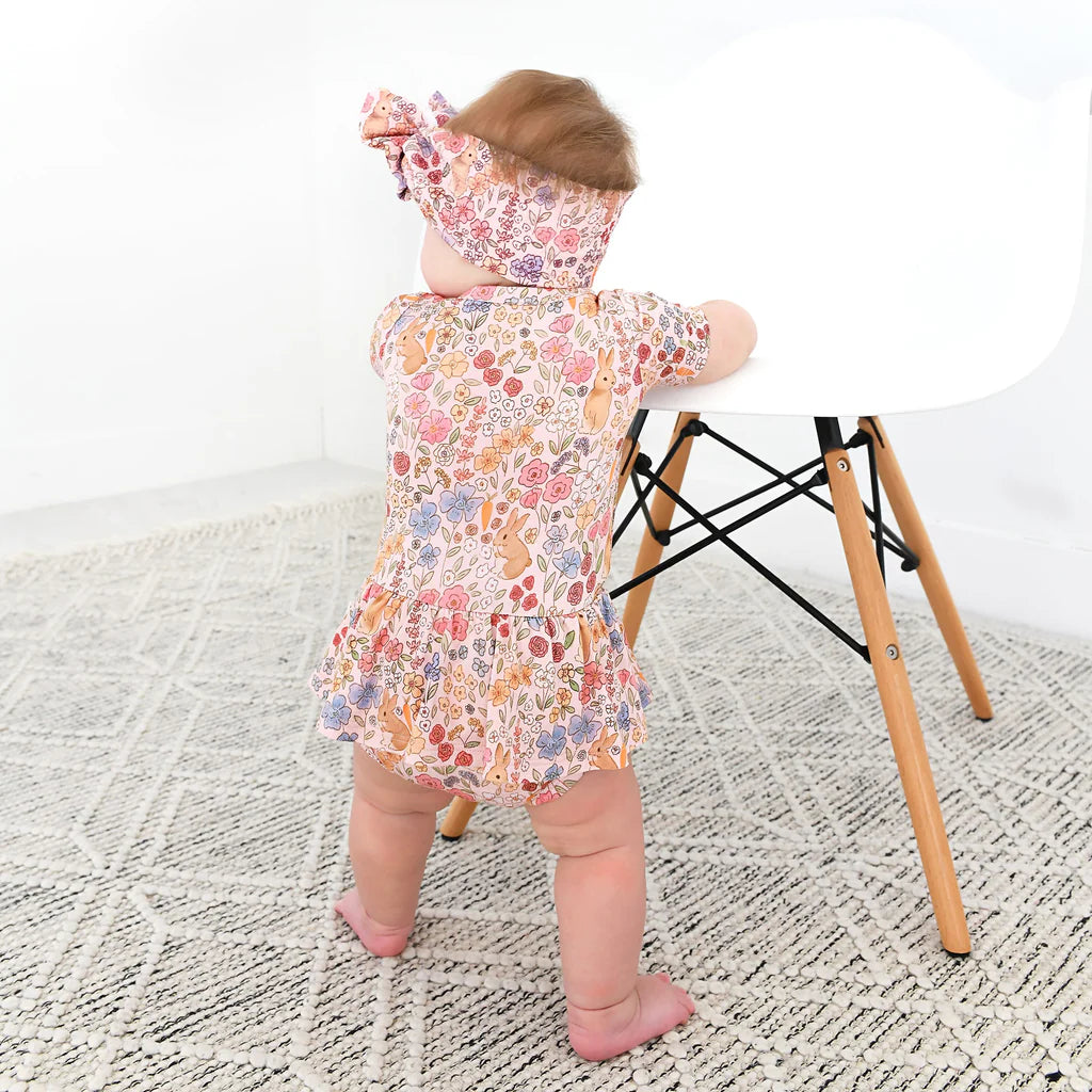 Gigi & Max: Meadow Floral Bunny Bamboo Twirl Bodysuit