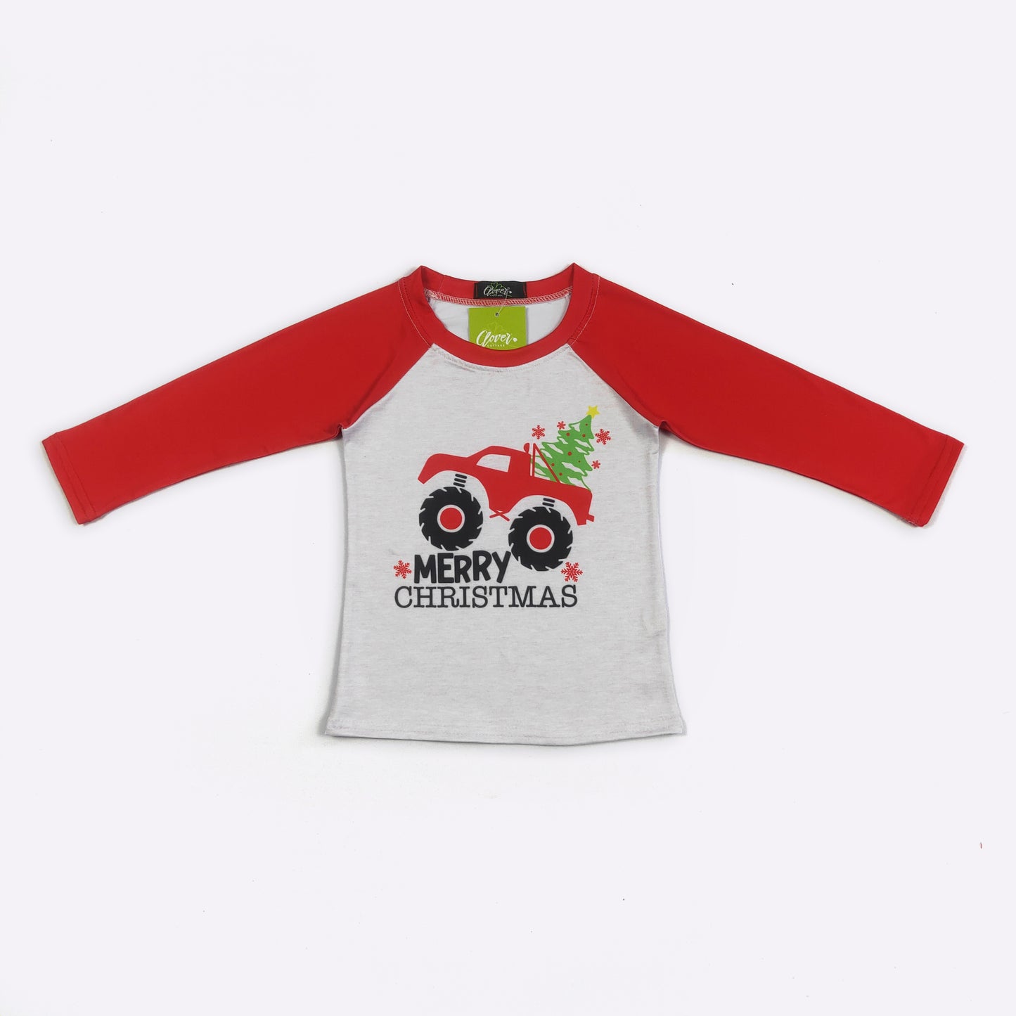 Merry Christmas Truck Boys Raglan Top
