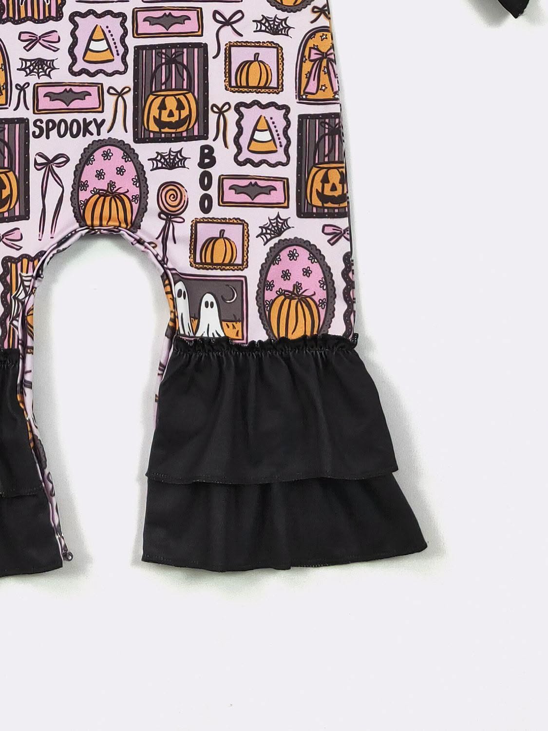 Pink Boo Frames Ruffle Romper