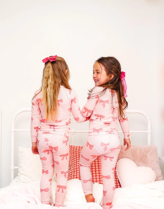 Pink Bow Bamboo Two Piece Set