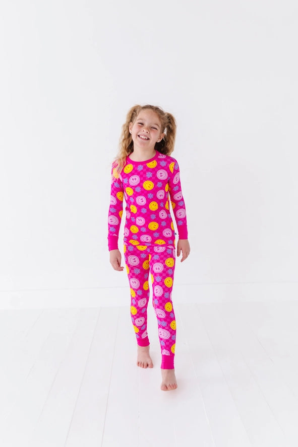 Kiki + Lulu: Pink Electric Smiles Bamboo Two Piece Set