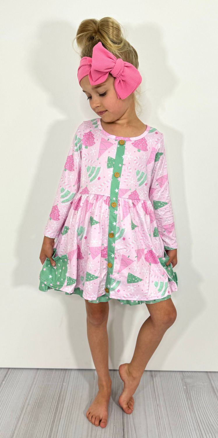 Pink Evergreen Girls Dress