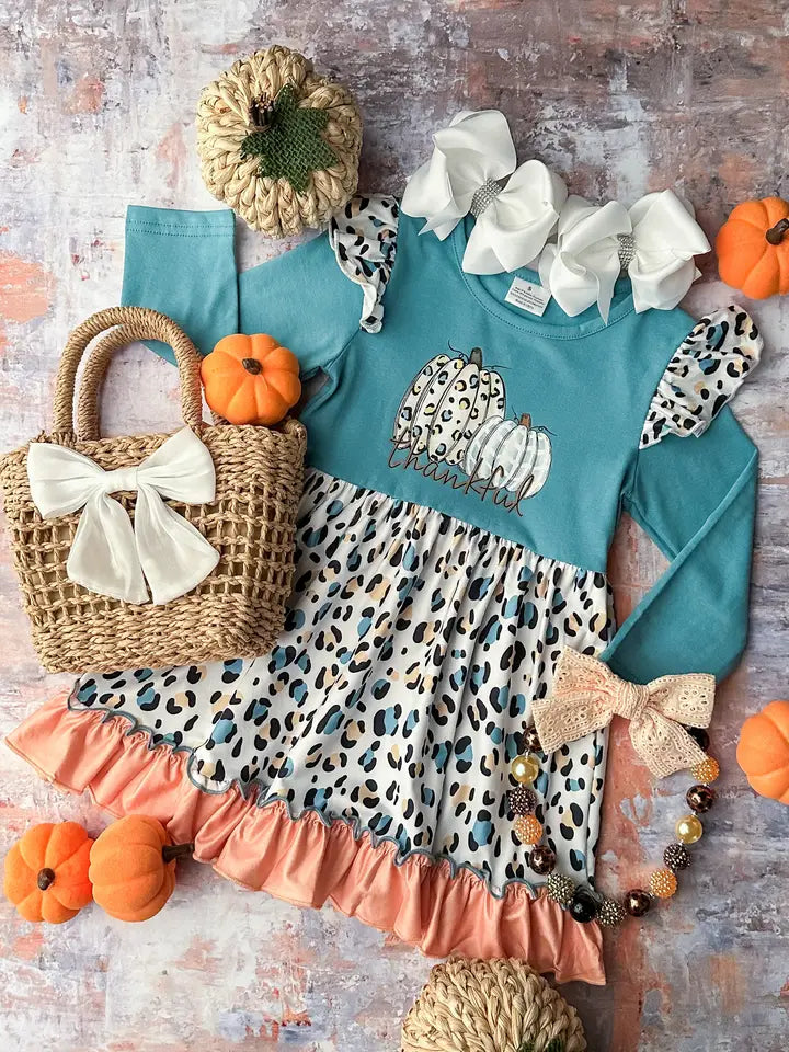Pumpkin and Leopard Thankful Dress