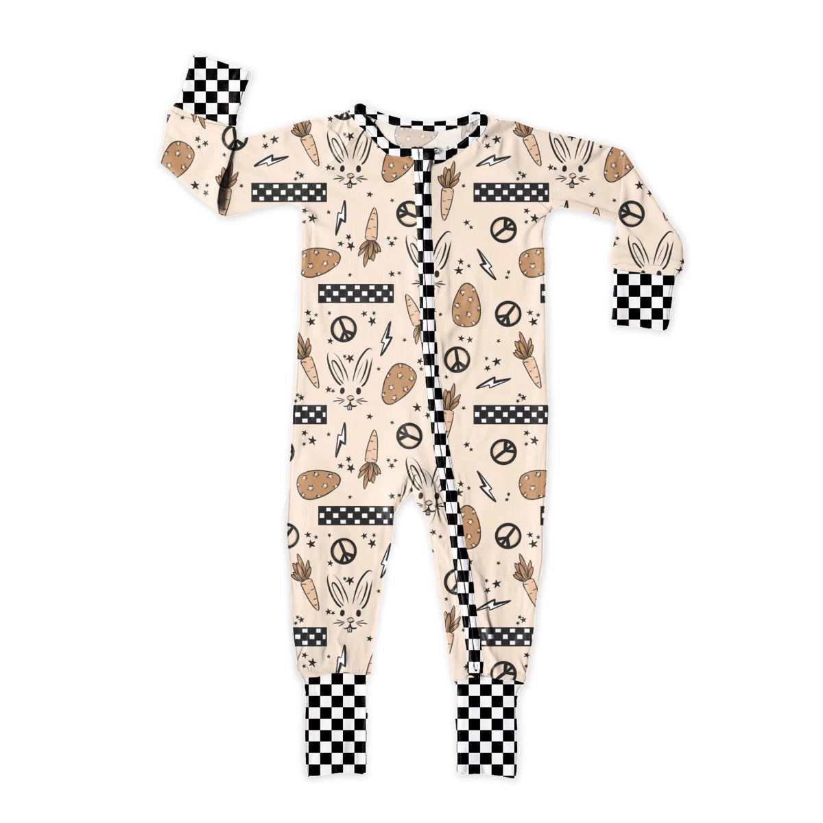 Smiley Daze: Rad Bolt Bunny Bamboo Zippy Romper