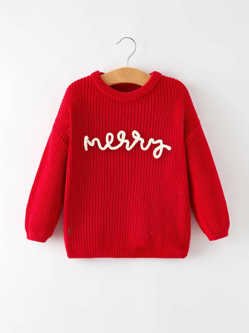 Red Christmas Merry Oversized Sweater