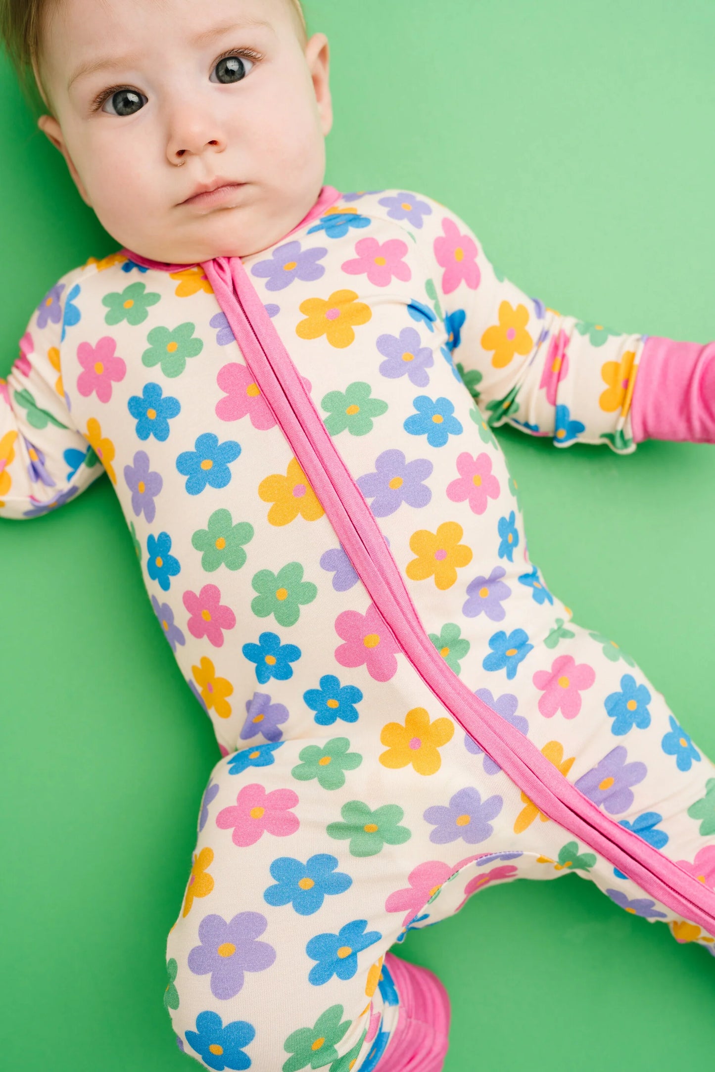 Little One Shop: Retro Flower Bamboo Zippy Romper