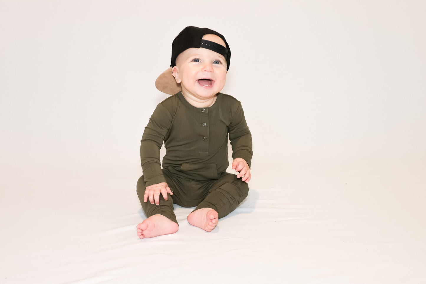 Long Sleeve Romper - Dark Olive