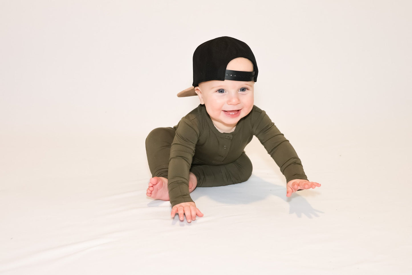 Long Sleeve Romper - Dark Olive