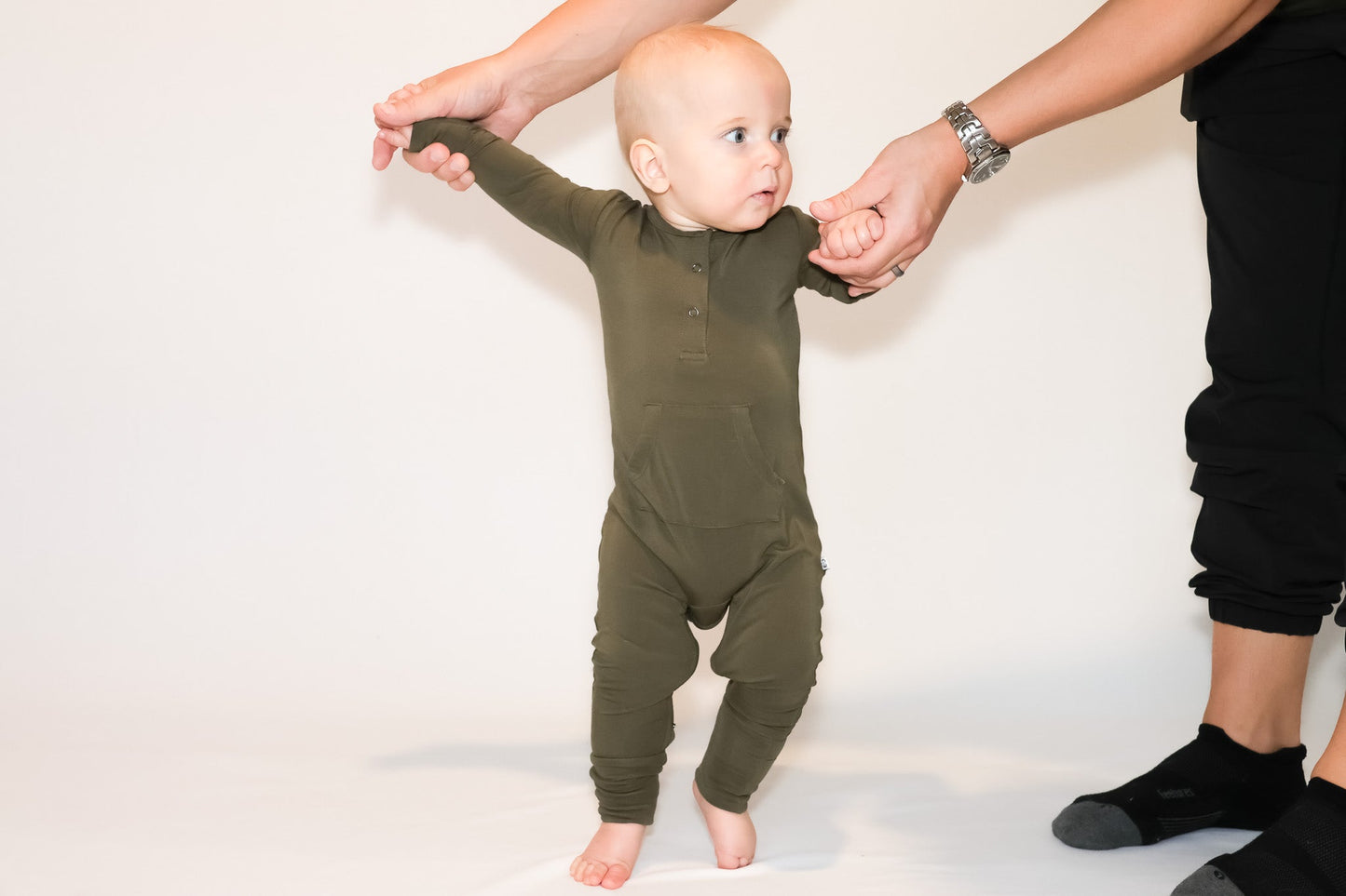 Long Sleeve Romper - Dark Olive