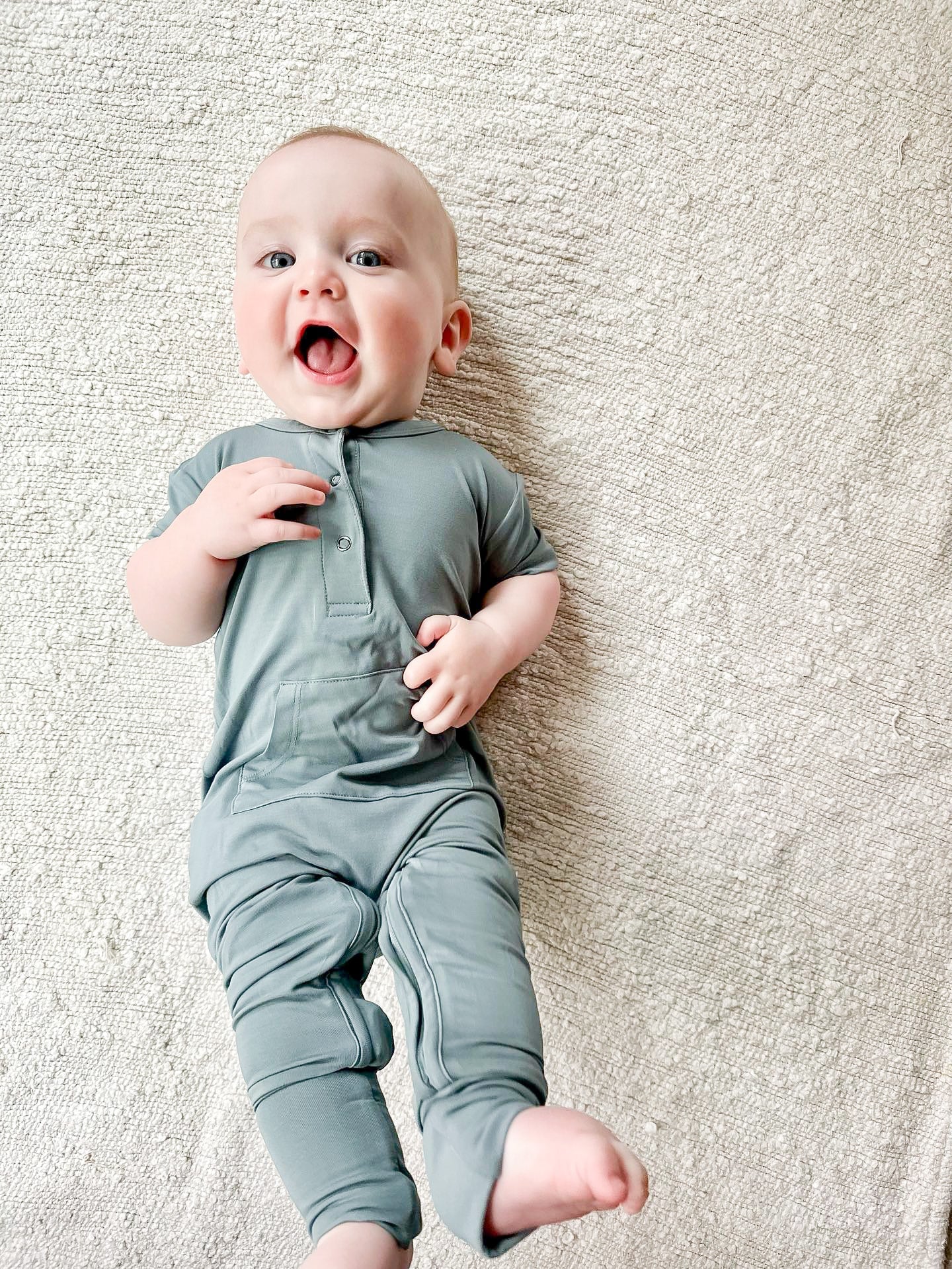 Short Sleeve Romper - Sea Blue
