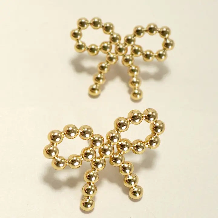 18K Stainless Steel Tarnish Free Bow Stud Earrings